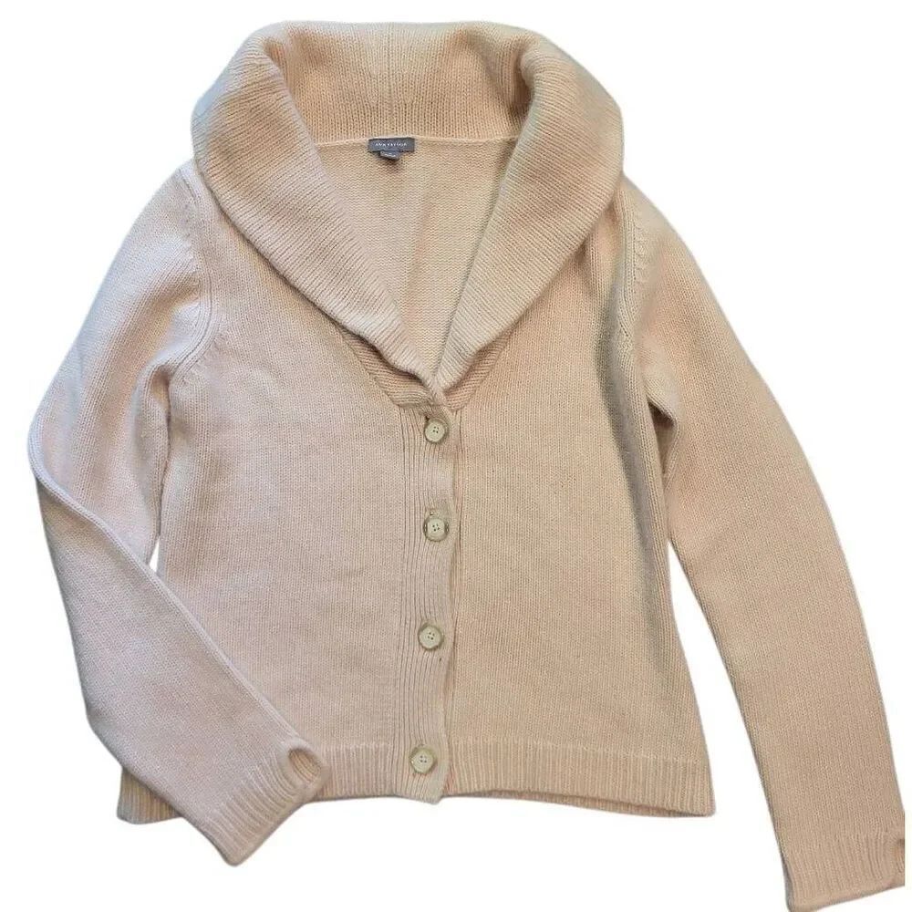 Ann Taylor Sweater Women's Medium Pink Sha wl Collar Cardigan Wool Angora Soft